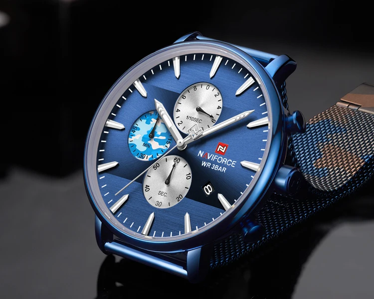 NAVIFORCE 9169 Mens Watches Luxury Fashion Quartz Camouflage Watch Waterproof Sport Steel Wrist Watch Relogio Masculino