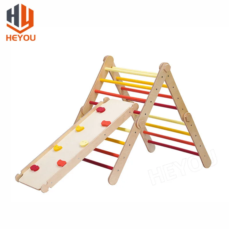 Convertible Kids Wooden Climbing Triangle Folding Large Climbing Frame Play Gym Toddler Montessori Indoor Playground