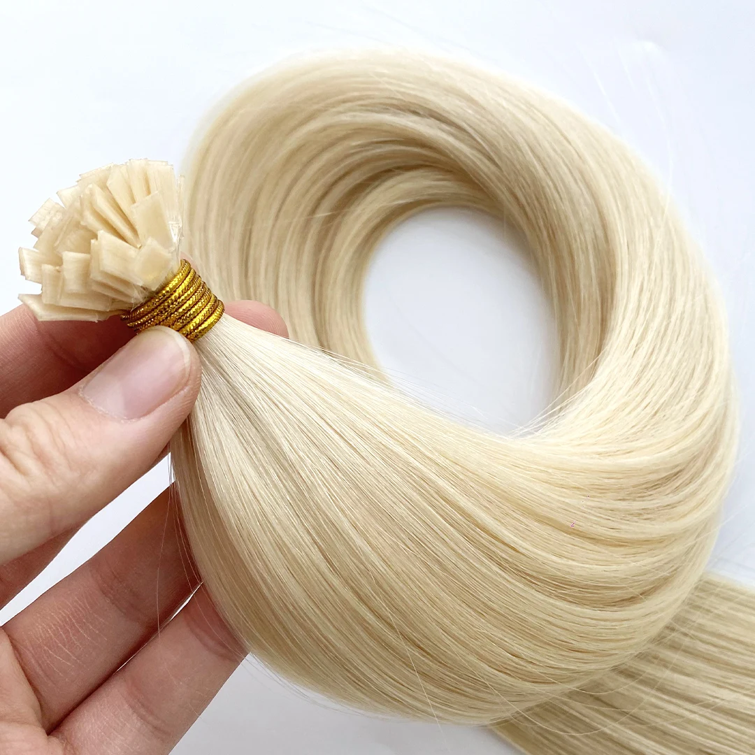 HOT New Color Blonde Zero 50g/Pack Keratin Wholesale Full Cuticle Aligned Virgin Human hair Flat Tip K Tip Hair Extensions