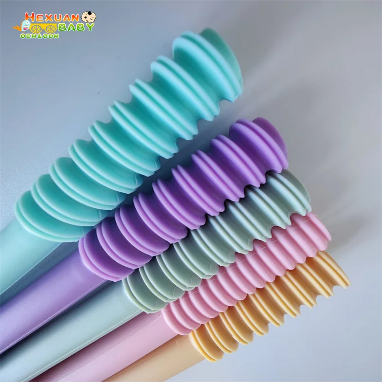 custom safety shield bpa free silicone straw whitening hollow kids molar rod toys baby teething tubes