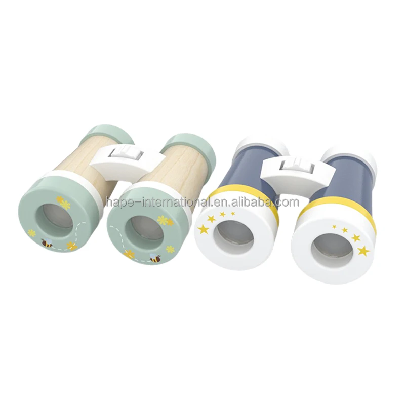 Wooden Binoculars Mini Magnifying Children Games Pretend Play Science Telescope Learning Toys For Kids Boys Girls Kaleidoscope