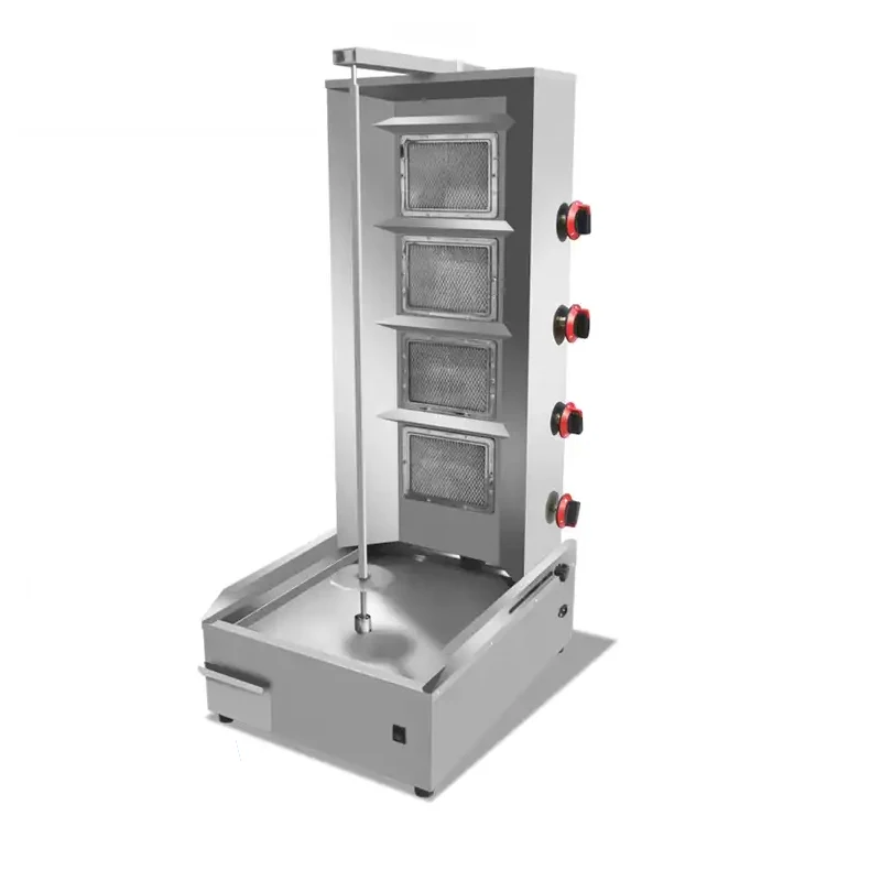 4 Burners Tabletop Meat Product Automatic Gas Doner Kebab Machine Shawarma Equipment Shawarma Machine With Doner Cutter