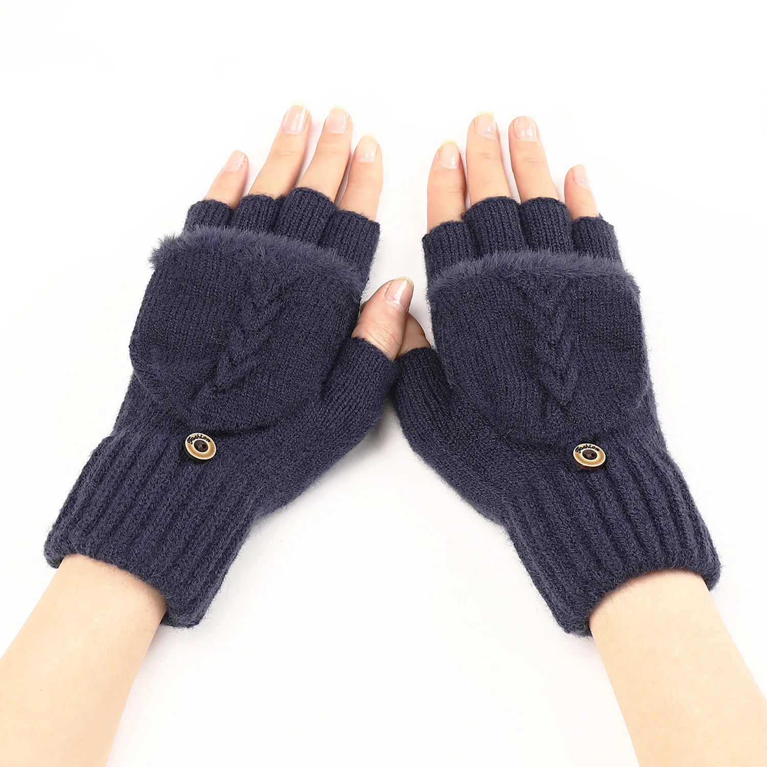 Autumn Winter Knitted Fingerless Half Finger Gloves For Women