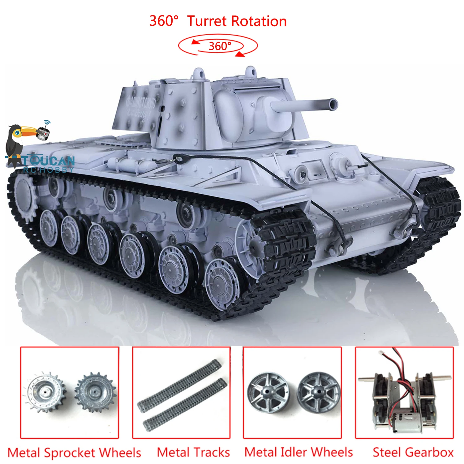 Heng Long 1/16 Snow 7.0 Upgraded Soviet KV-1 RC Tank 3878 W/ 36