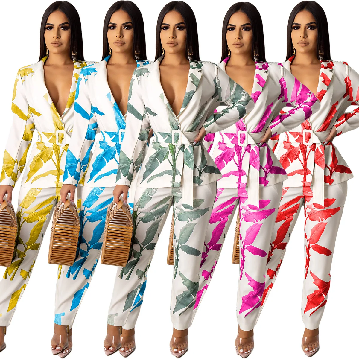  Stylish Designer Pants Sets Clothes High Quality Long Sleeve & Trousers Outfit Tailored Printed Two Piece Suit Women