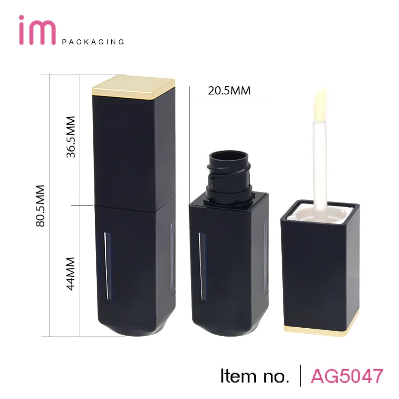 
Wholesale packaging black Lipstick Brilliant gloss lady sexy empty bottles square lipgloss tube lipstick tube 