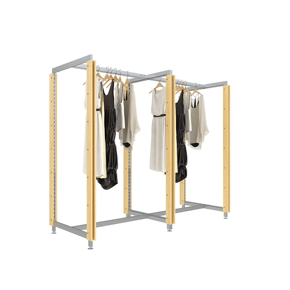 Yiree Fair clothing brand store fixtures iron metal stand hanging double sided clothes display rack shop fittings