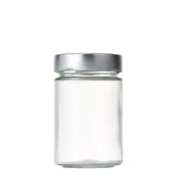Glass Jar Honey Packing Bottle Jam Jar Candy Bottle Glass Storage Bottle with Silver Lids