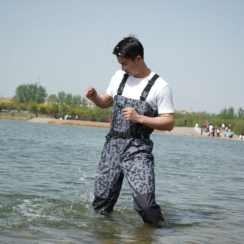 Men Breathable Chest and Waist Convertible Waders for Fishing Hunting Stocking Foot and Boot Foot Waders
