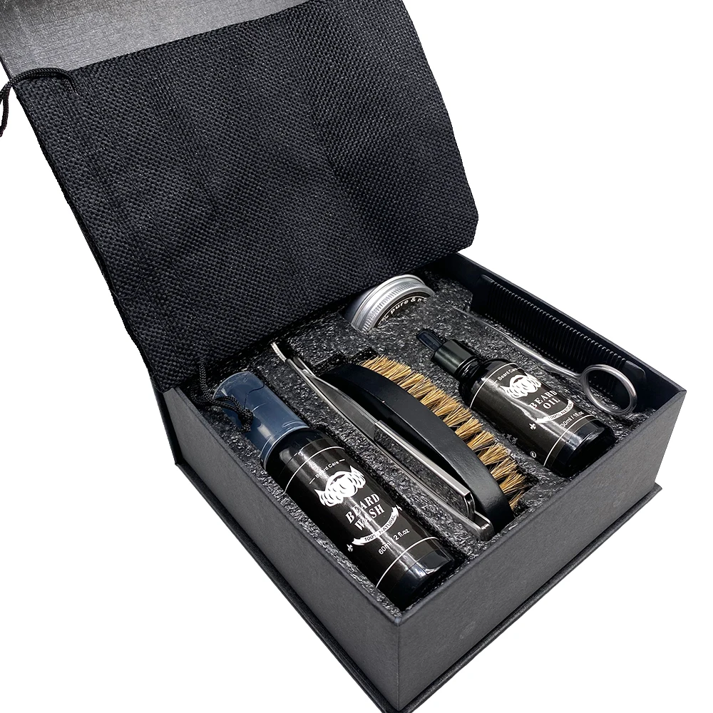 Custom Luxury Beard Grooming Kit Private Label Roller Growth Serum Oil Beard Growth Kit For Gentleman