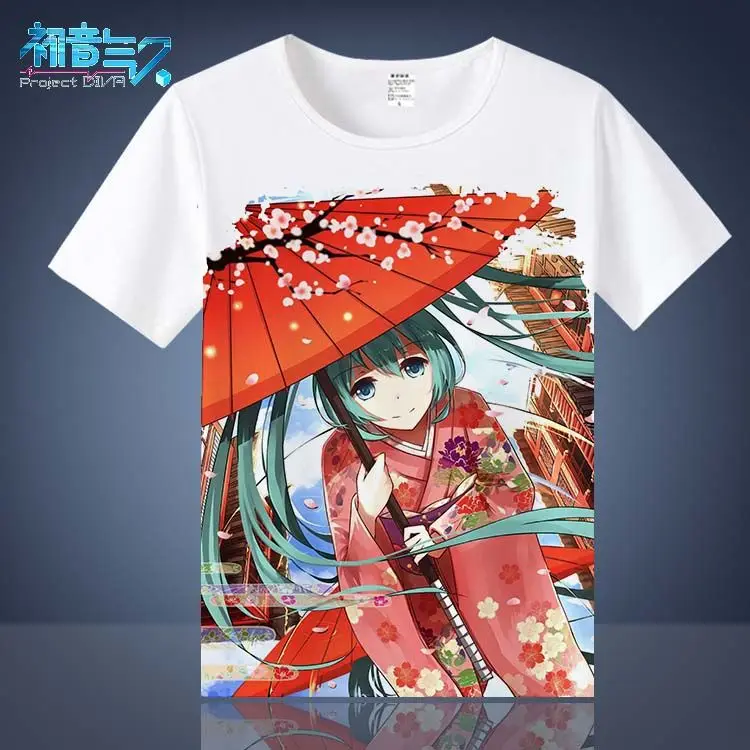 Hatsune Miku white summer high quality comfortable ordinary fastness T-shirt anime top