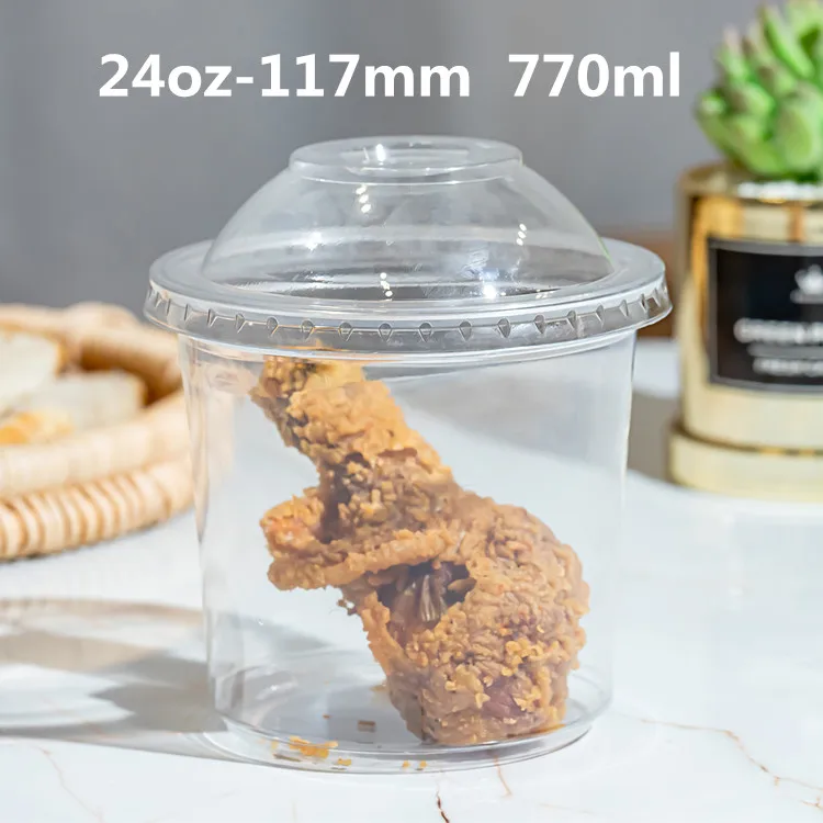 8oz 117mm good quality deli container, disposable plastic dishes, food packing box PET R-PET recycled material round containers