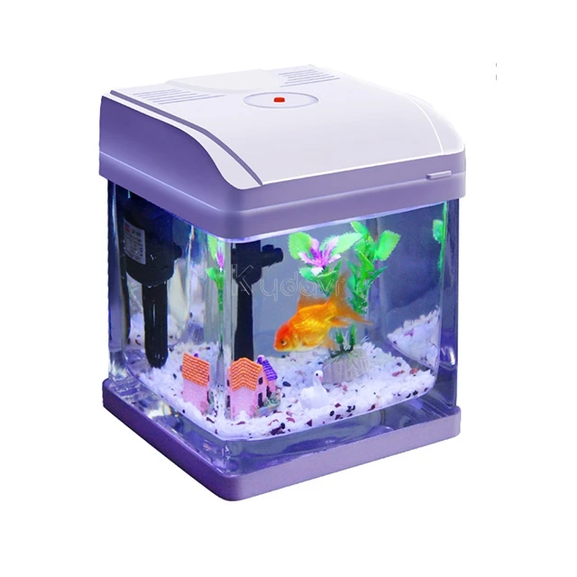 150mm CR series led closed mini fish aquarium tank desktop float glass aquarium water