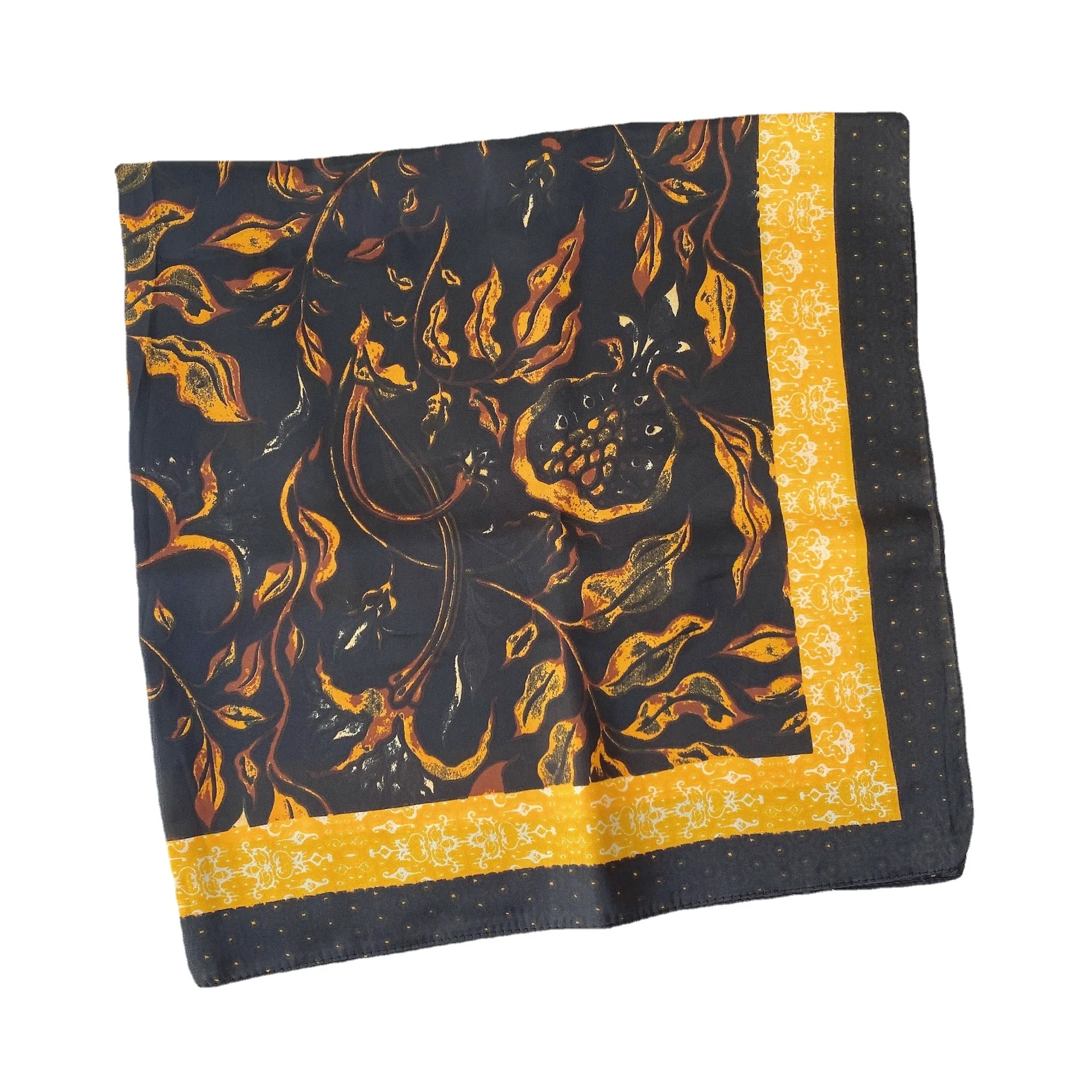 Женский квадратный шарф с цветочным принтом, модный профессиональный шарф из полиэстера, повязка на голову для весны и лета