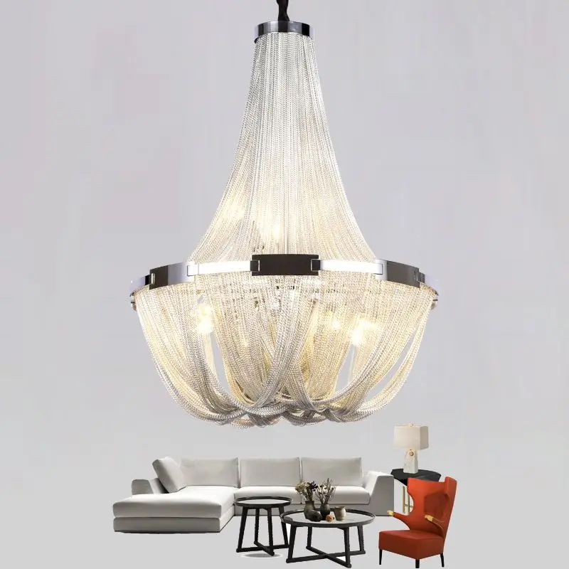 Modern Tassel Chain Dining Living Room Hotel Cord Pendant Chandelier