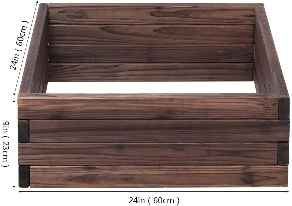 Outdoor Garden Patio Vegetable Flower Rectangular Planter Wooden Square Raised Garden Bed