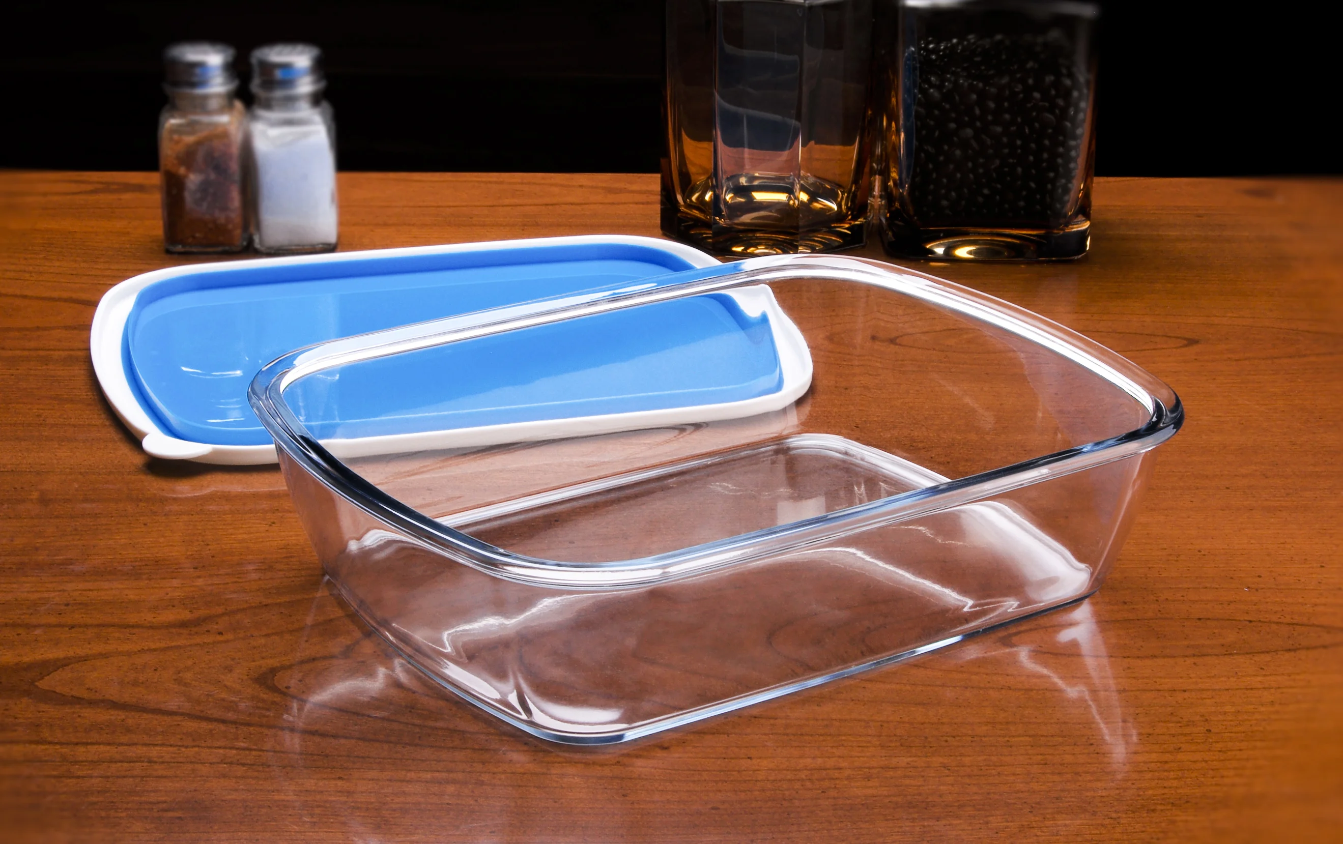 Прозрачное прямоугольное Термостойкое боросиликатное закаленное стекло 3 л для выпечки с пластиковым покрытием без БФА