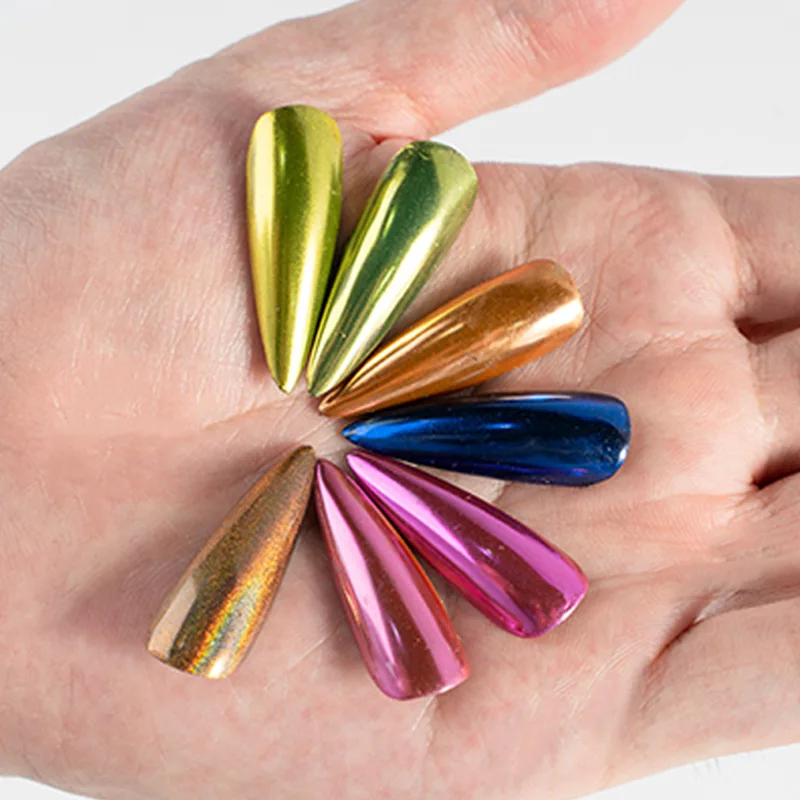 DIY Manicure Pigment Holographic Nail Powder for Nails Chrome Nail Powder Rainbow Mirror Effect Glitter