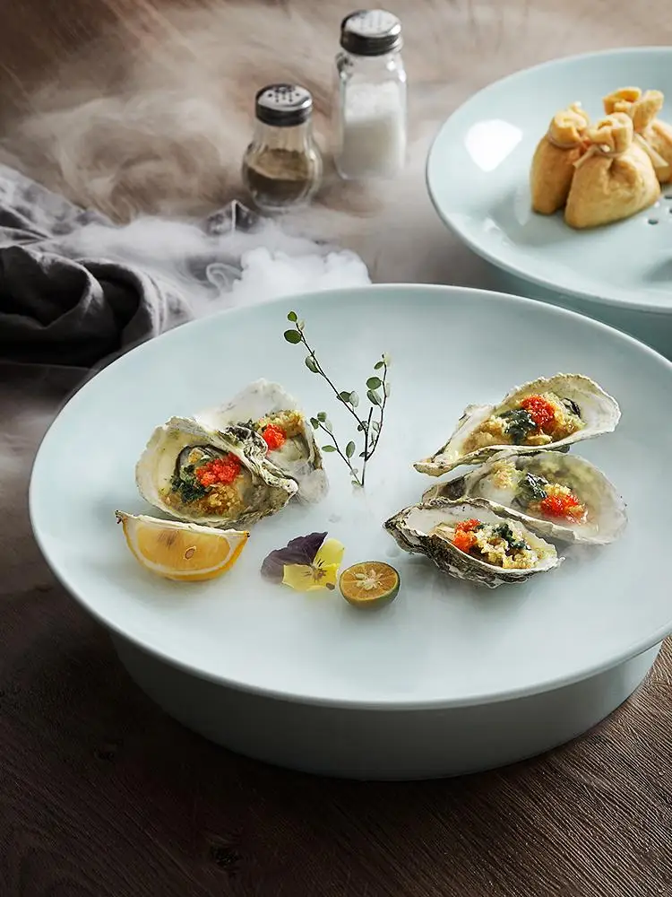 
Hotel Clubhouse Tableware Blue Round Plate Dry ice tray 12/128 