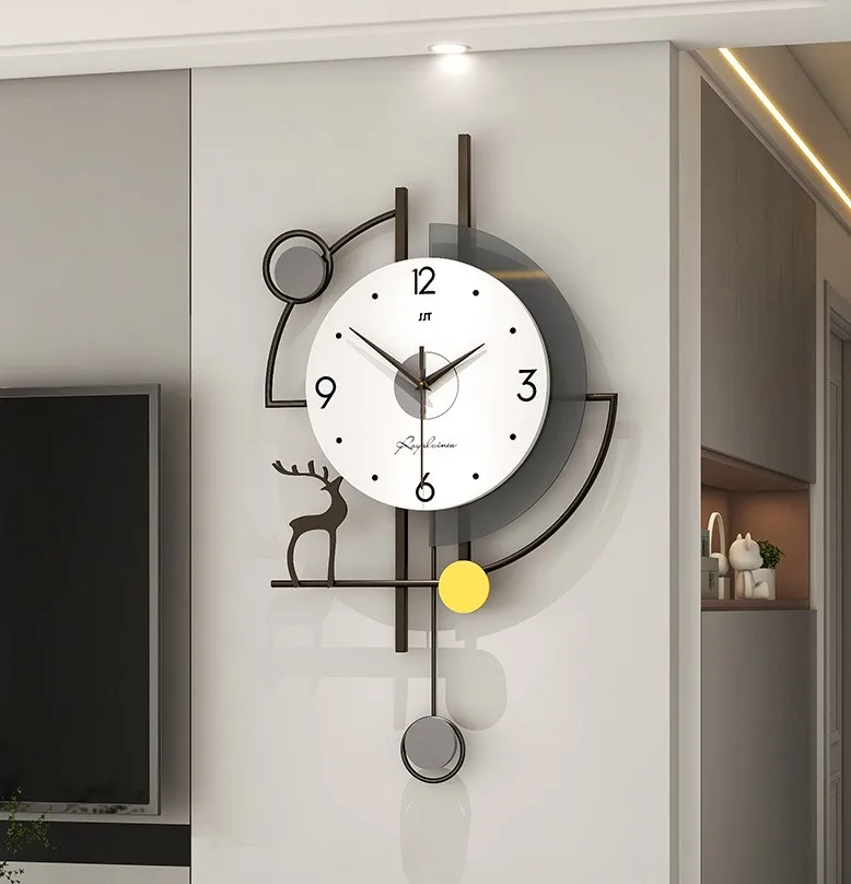 Modern luxury clocks and watches wall clock living room high sense simple creative high value decorative table without punching.