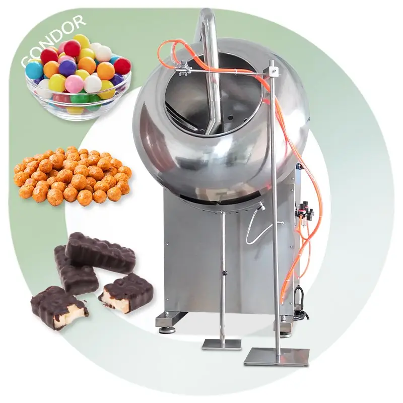 Automatic Donut Caramel Gummy Candy Mini Choclates Steel Coated Pan Peanut Sugar Chocolate Tumbler Coating Machine