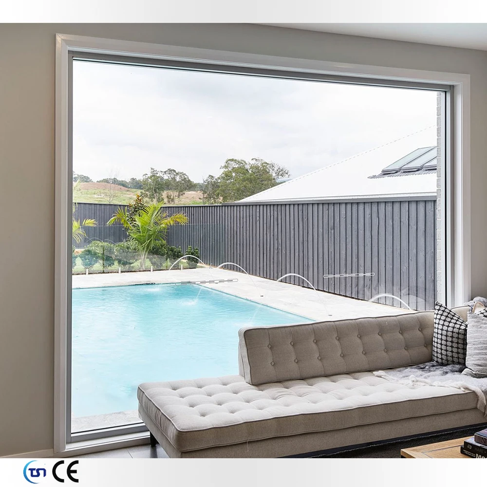 Florida Big View Double tempered Glass  hurricane proof impact resistant aluminium windows extra large picture window