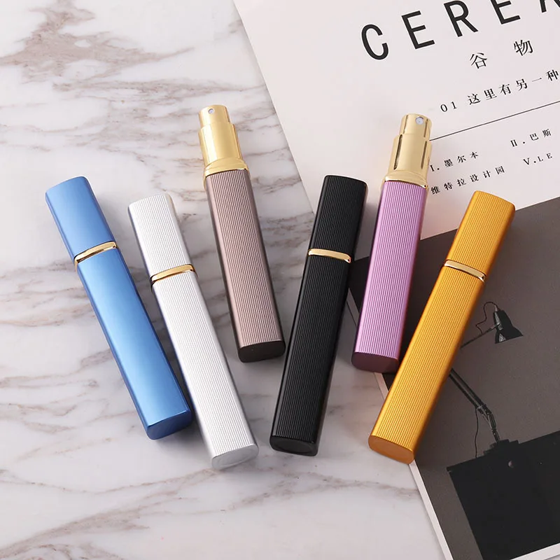Manufacture Atomizer Perfume Bottles Empty Refillable Fine Mist Square 12ml Aluminium Glass Bottles