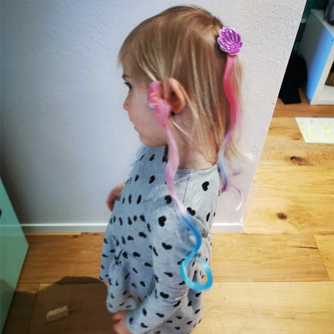 
New Girls Lovely Gradient Colorful Shell Wig Hairpins Princess Hair Ornament Headband Hair Clips Barrettes Kids Hair Clips 