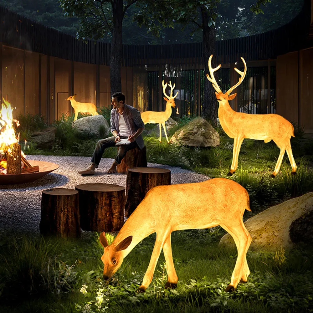 Wholesale Christmas Decorations Lighted Animal Christmas Reindeer Sculpture Motif Lights