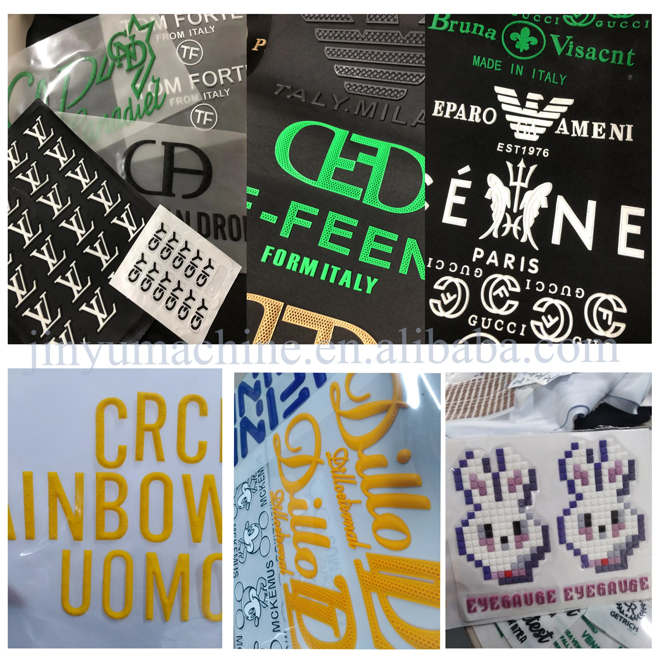 Custom Liquid Silicone Ink 3D Raised mold Transfer Logo Machine for Garments Silicon Transfer Label Factory