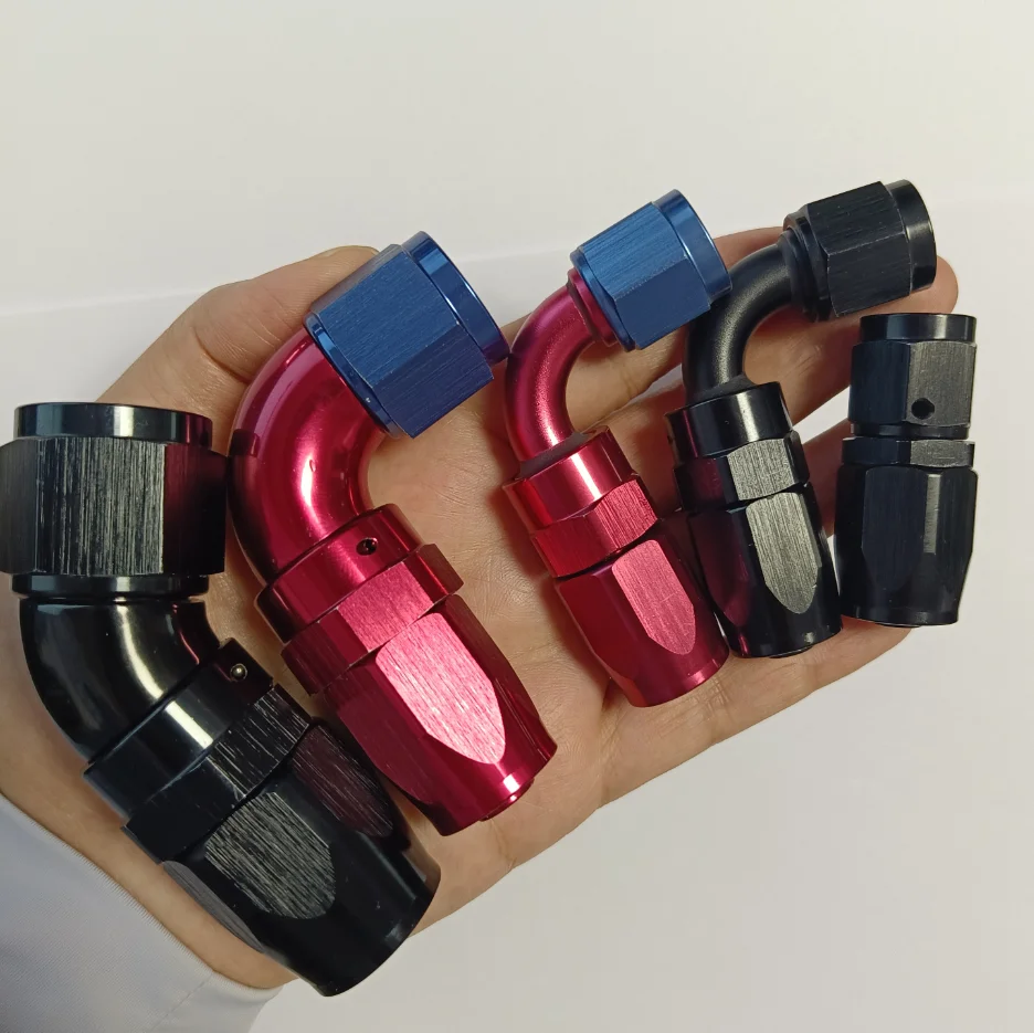 Haofa Aluminum Fitting Swivel Hose Ends Blau/Rot eloxiert Dash 6 8 10 / -6 -8 -10 AN / JIC 6 8 10 Anschluss 45 90 Degree