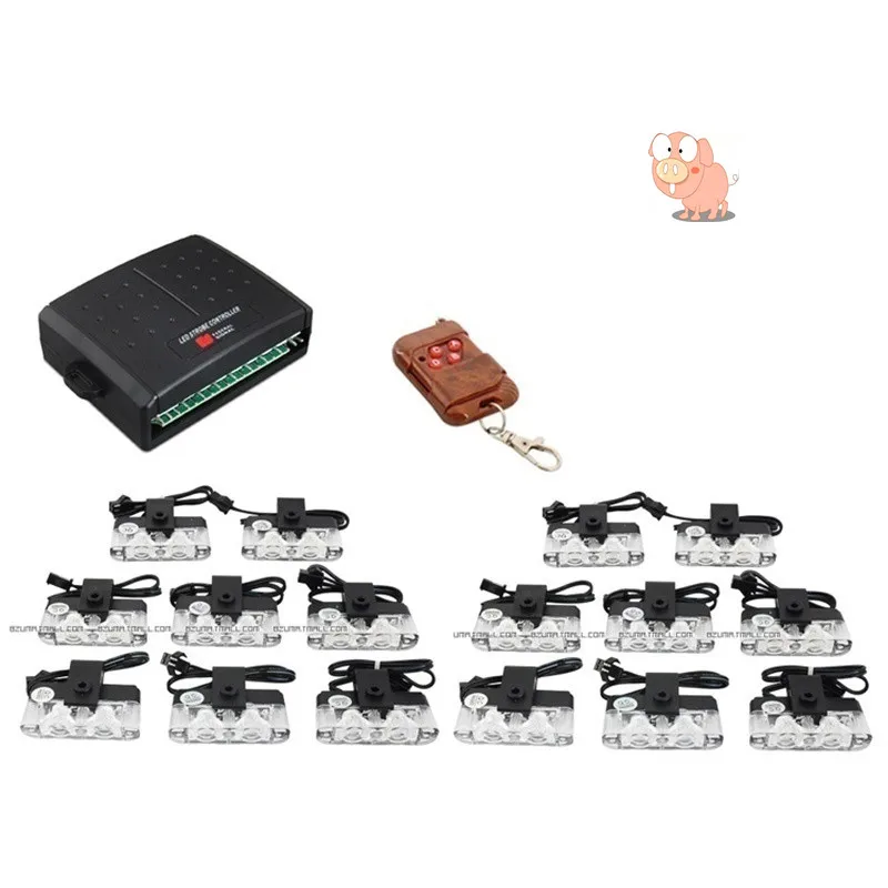 16LED Car Flashing Emergency Strobe Light Warning Lamps Police Fireman Auto External Lights