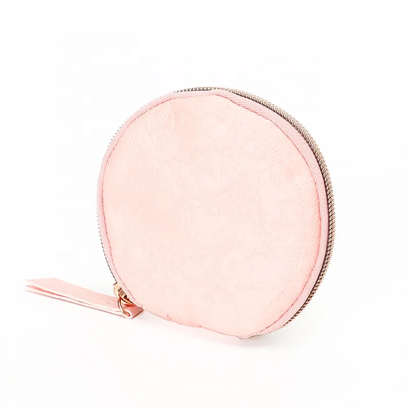 Factory custom pink wallet  daily life  storage bag  round shape  durable coin  purse Tyvek  paper  waterproof  wallet
