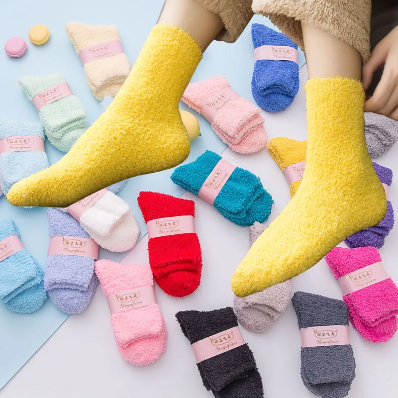 Women Warm Super Soft Plush Slipper Sock Winter Fluffy Microfiber Crew Socks cheap wholesale women home Fuzzy Cozy Sock