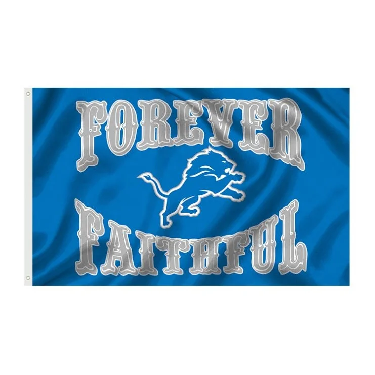 Hot Sale Custom 3X5ft  Team Outdoor Football Sports Banners With Helmet Detroit Lions Flags