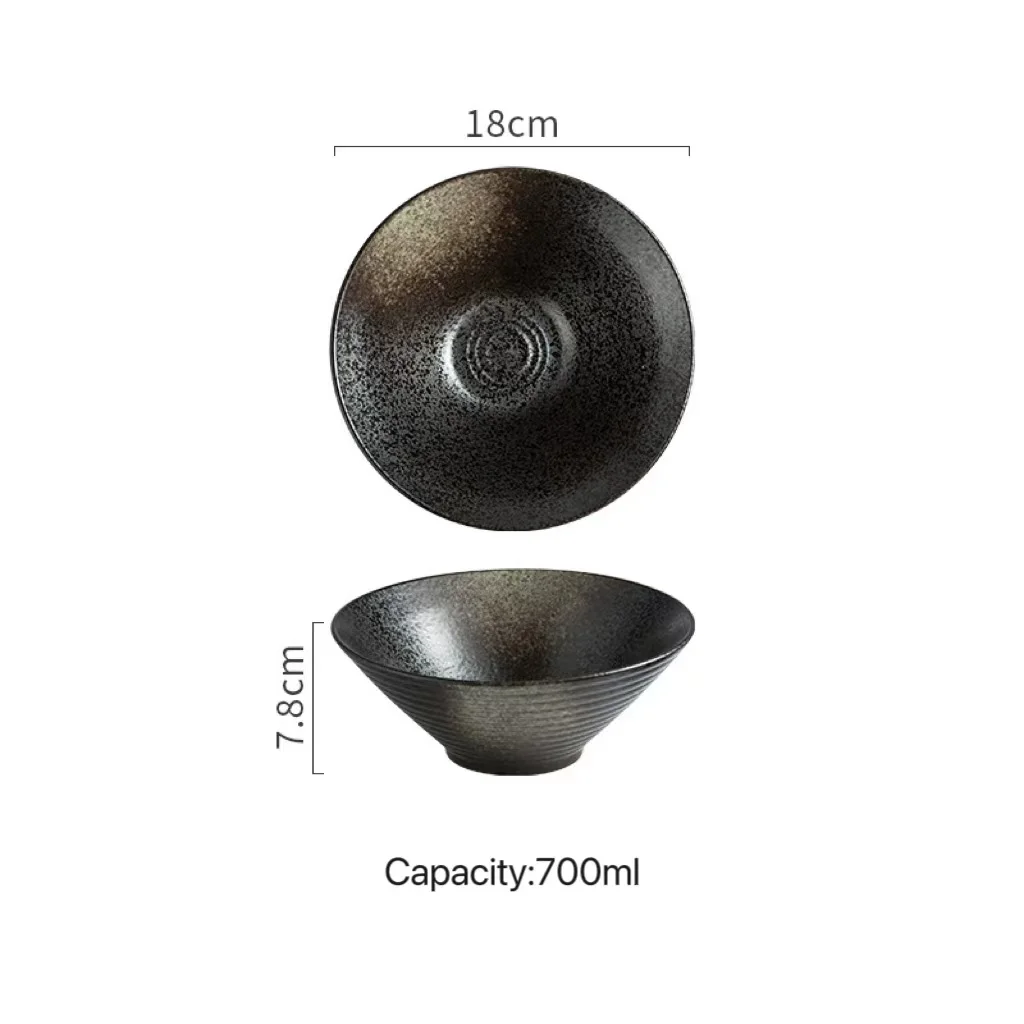 Creative Japanese ceramic ramen bowl soup noodle bowl bamboo hat bowl tableware sets