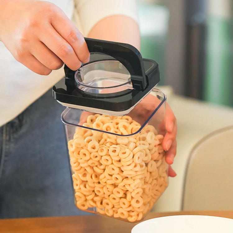 low price large airtight kitchen cookie stackable plastic food container storage jar with transparent top lid