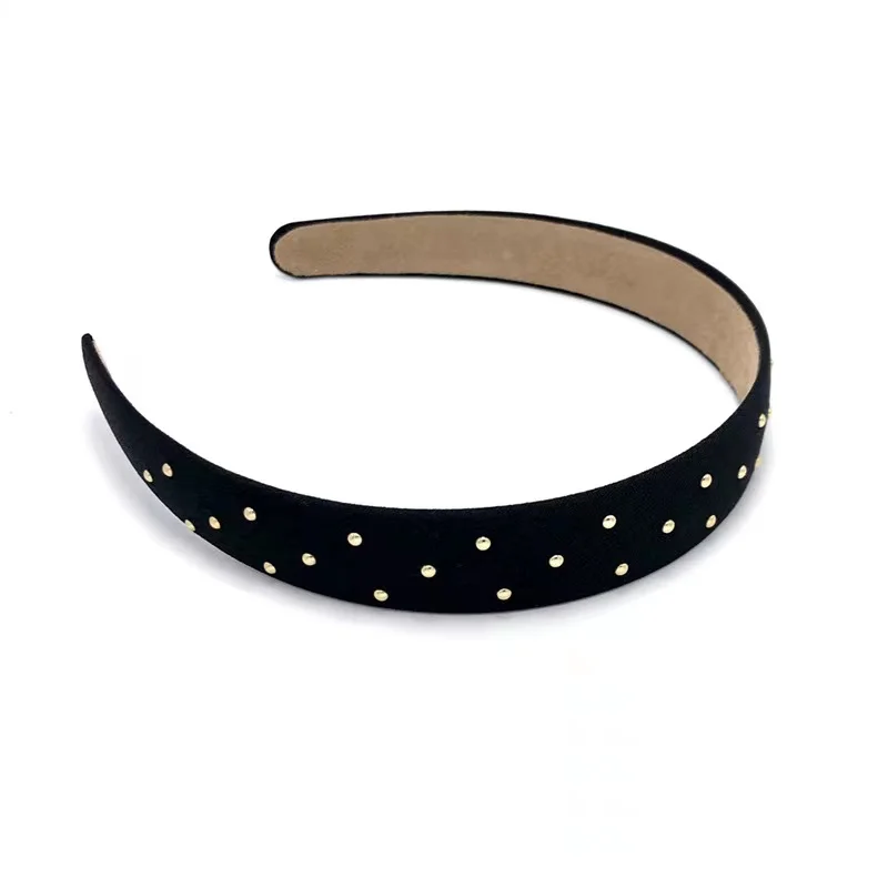 2022 Korean Women Hair Accessories Comfortable Headband Fashion Rivet Black Sparkly Studded Headbands Hair Hoop for Girls
