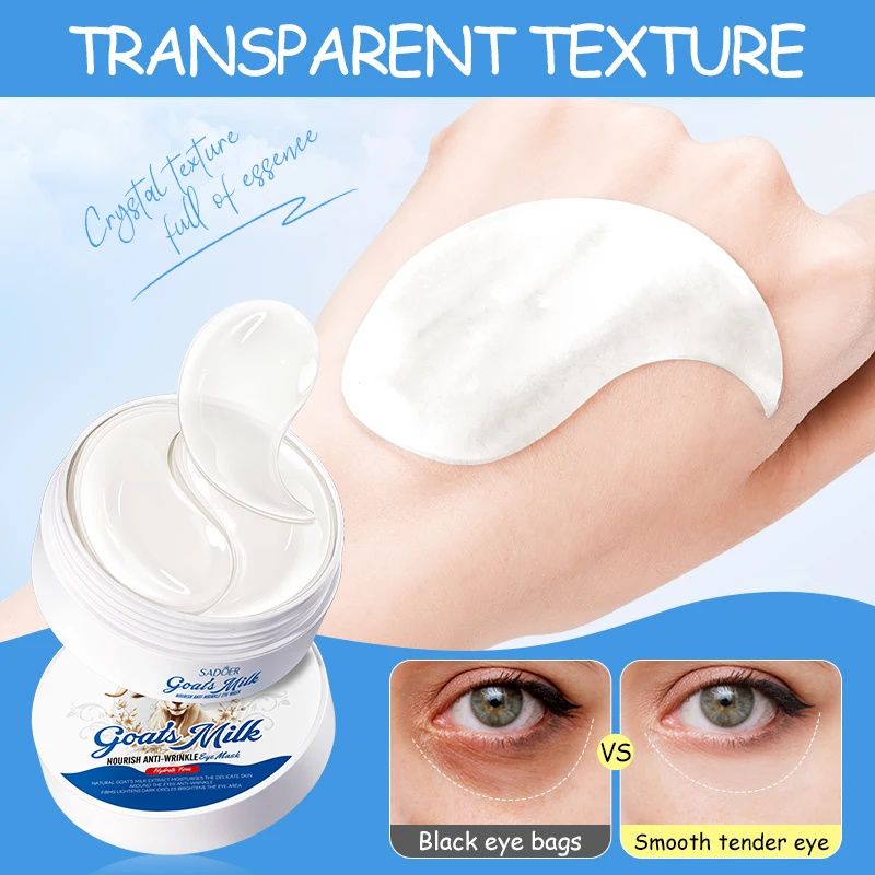 OEM SADOER Private Label Goat Mik Nourish Anti-wrinkle Remove Dark Circles Eye Mask Wholesale Korean Organic Under Eye Patches