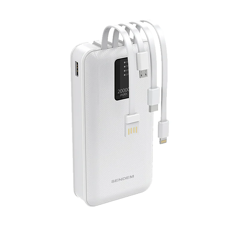 
Wholesale Cheap Mobile Powerbank 20000mAh OEM portable power bank mobile charger 2.1A three outputs for Samsung Xiaomi 