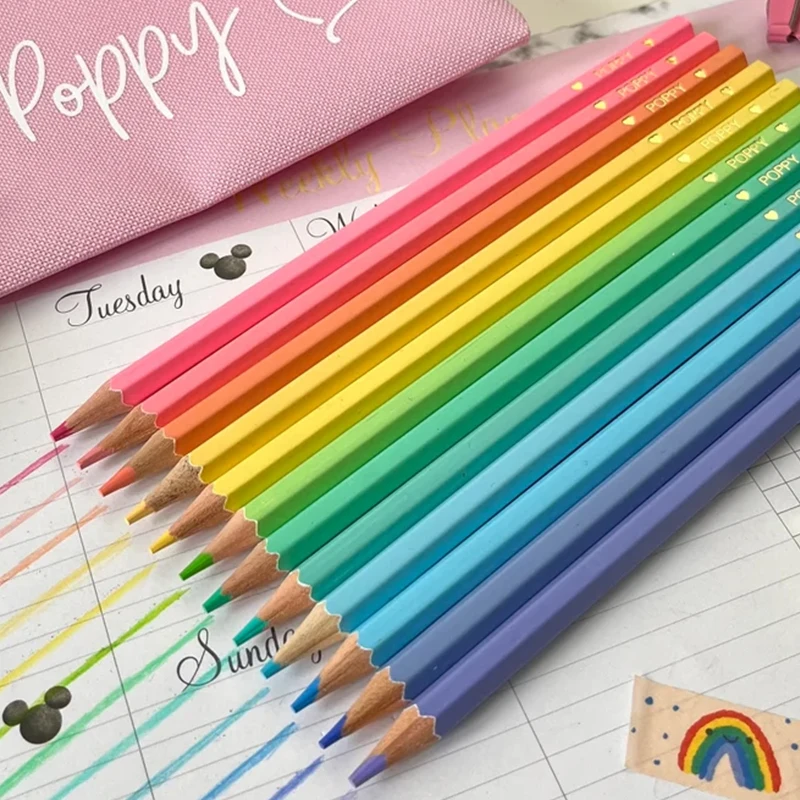 School stationery wholesale good quality drawing coloring wooden oil-based non-toxic 24 colors Pencil for kids students