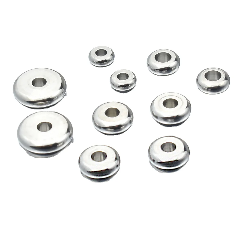 Hobbyworker Wholesale 4/5/6/8/10mm Stainless Steel Flat Round Spacer Loose Beads for DIY Jewelry Making Accessories