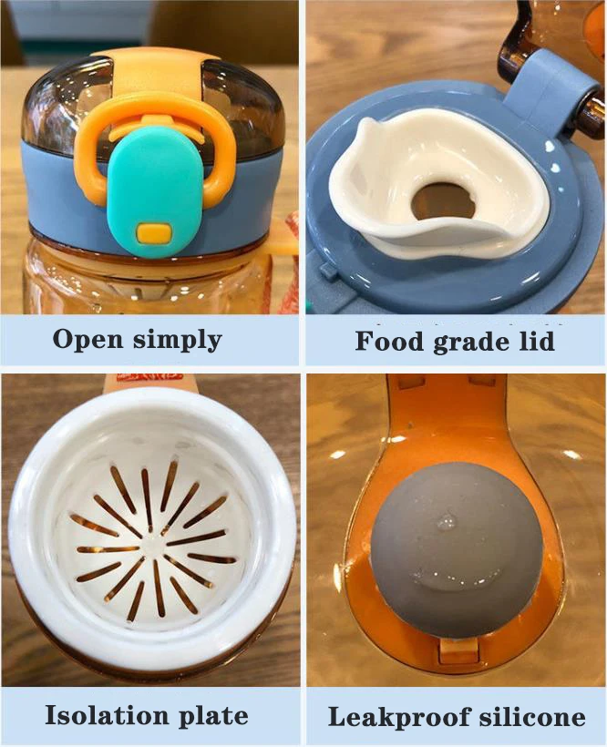 Plastic Kids Water Bottle With Straw Cute Printing Child Drink Water Bottle Reusable Water Bottles Sports