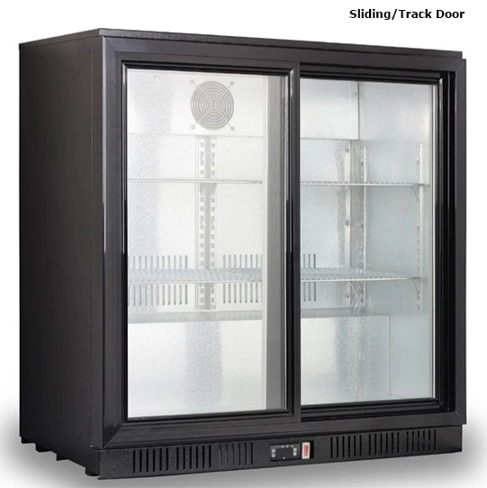 RAWEN ICFZD 2 sliding track door Factory Price Self Colse Door Under Counter Back Bar Beer Bottle Display Fridge