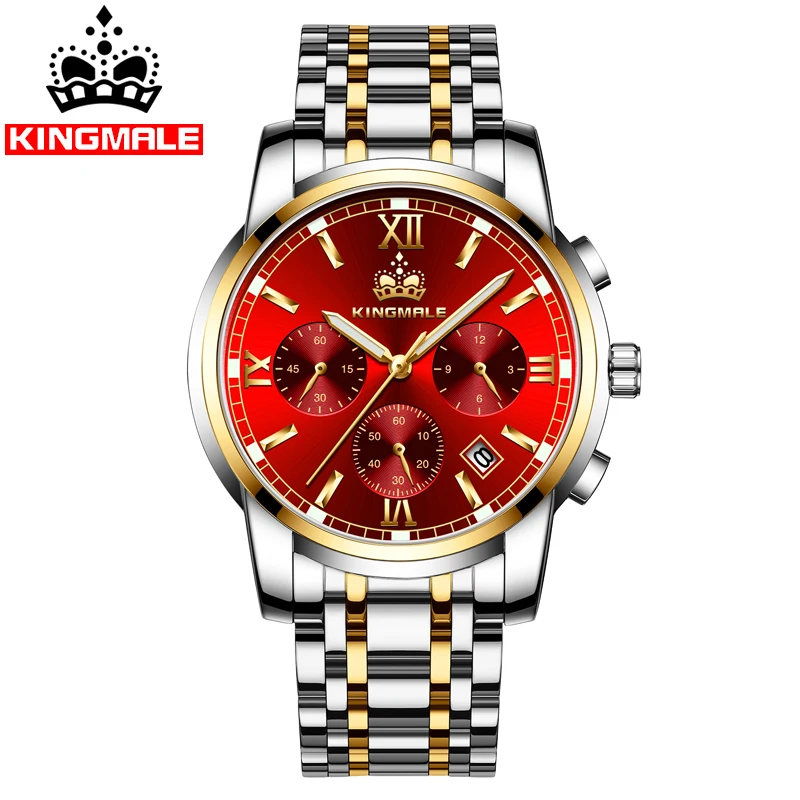 Часы наручные мужские с хронографом брендовые Роскошные водонепроницаемые в стиле милитари Лунной фазой из нержавеющей