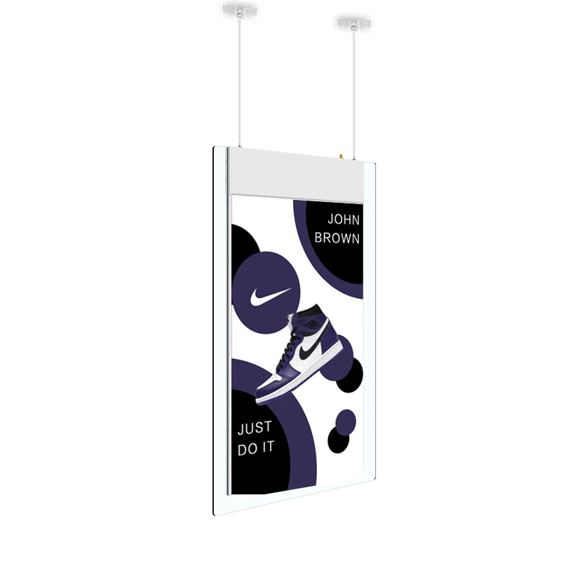 Shop Retail 55 65 Inch Indoor High Brightness Ceiling Hanging Advertising Double Side Digital Signage Window Lcd Screen Display