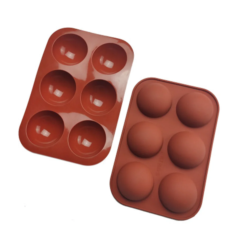 Factory custom silicone Non-Stick 6 Holes Half Round Ball Cup Baking cake candy Pudding moulds chocolate molds