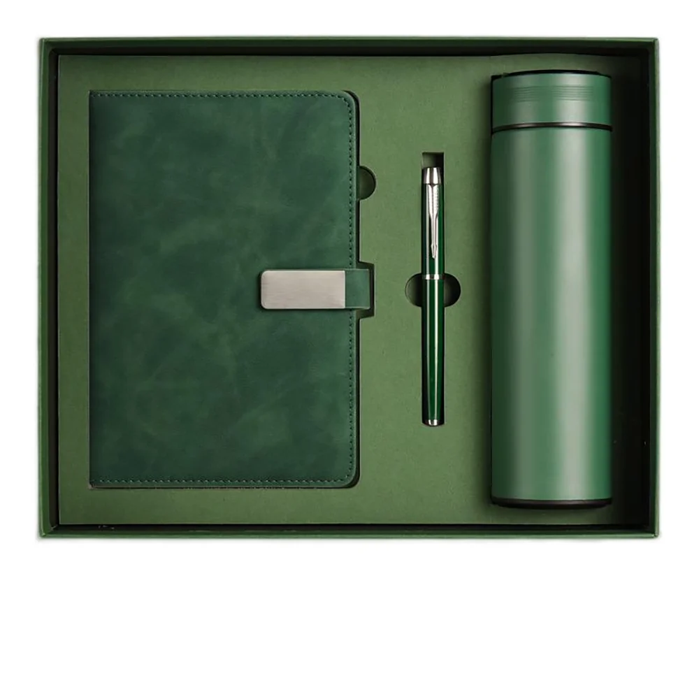 luxury gift box packaging a4a5 tumbler notebook leather cover with gift box corporate logo custom white notebook set