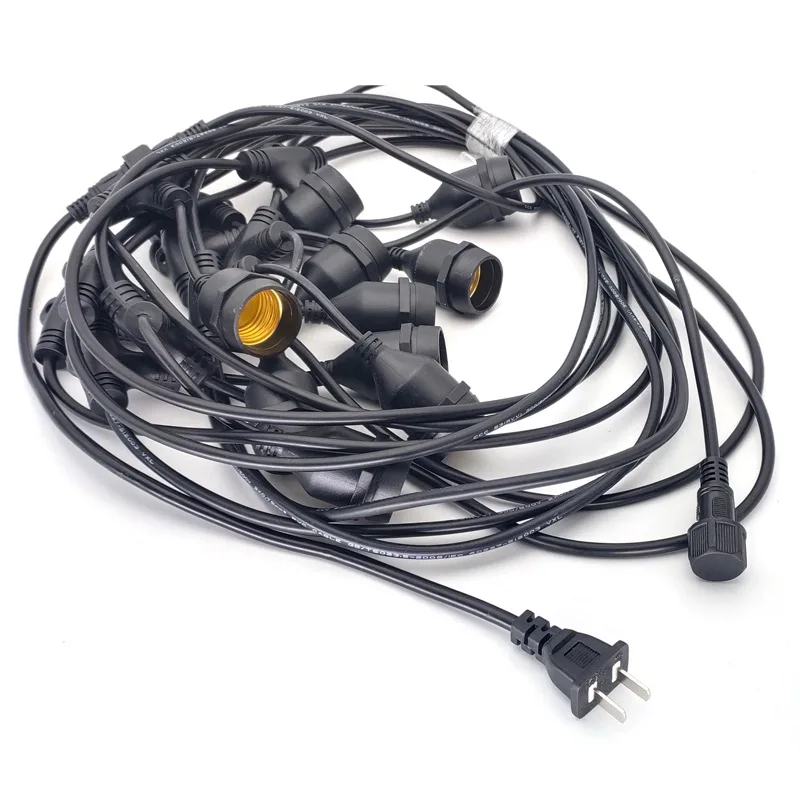 S14 48FT15 PCS sockets 2W bulb E27 spiral LED courtyard decoration outdoor lighting IP65 lamp string