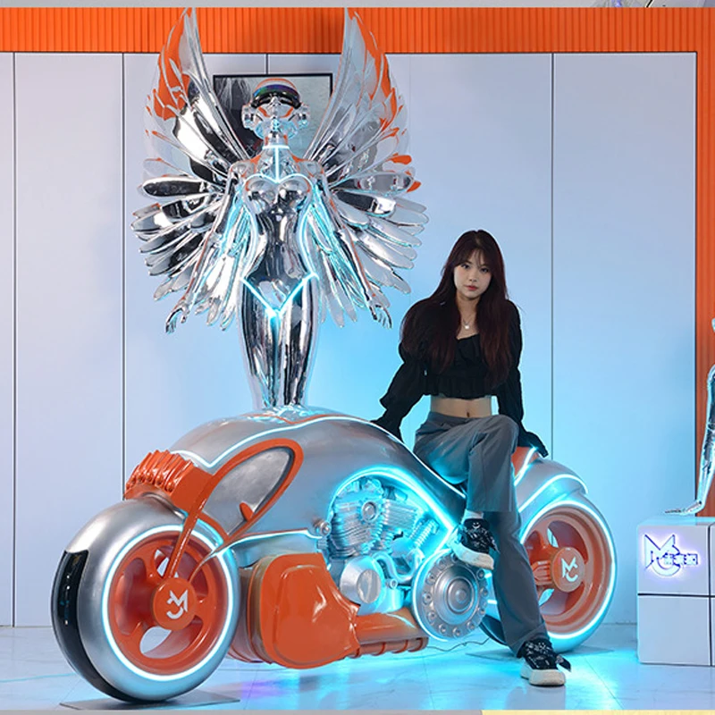 Life size large fiberglass sculpture frp statues electroplated sculpture